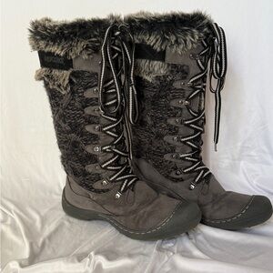 Muk Luks Women's Charcoal and Black Fur-Lined Winter Boots - Size 10